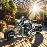 Décoration de jardin extérieur 304 Sculpture de moto en acier inoxydable avec vélo squelette de mort en fer