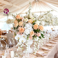 Composition florale artificielle en soie, guirlande de fleurs orange champagne et fleurs de pampa pour la décoration de toile de fond d'événements de mariage
