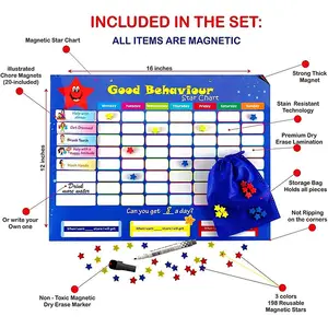 Good Behavior Star Chart Strong Magnetic Dry Erase Reward Chart Board for Kids