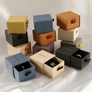 Custom Logo Black Sliding Drawer Jewelry Packaging Box Paper Cardboard <b>Ring</b> Gift Box Wholesale 5.5x5.5x4cm - Product Image 2