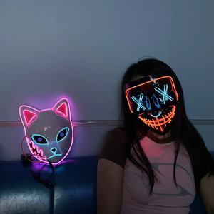 Maschera LED in PVC Luminosa <span class=keywords><strong>per</strong></span> Feste di <span class=keywords><strong>Halloween</strong></span> con Filo EL, Costume Spaventoso Ecologico <span class=keywords><strong>per</strong></span> Mascherata, Lampeggiante Multicolore - Product Image 5