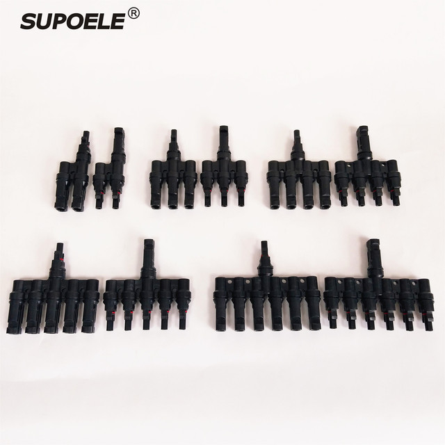 Photovoltaic Connector 1 Pair X 2T-6T Branch Parallel Connection 30A IP67 Waterproof DC 1000V for Certified Solar Panel Cable