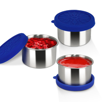 LIHONG Baby Kids Lunchbox Thermische Blauwe RVS Lunchbox Tas Container Lunchbox met Waterfles
