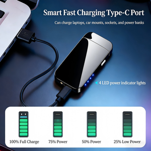 Briquet à double arc coupe-vent rechargeable USB en métal avec gravure personnalisée - Product Image 6