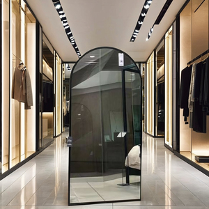 Grande specchio da pavimento a figura intera con struttura in alluminio ad arco a parete Design salone di bellezza decorazione per la casa uso camerino - Product Image 3