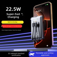 Plastik-Powerbank mit AC-Wandstecker Eingebautes Kabel 22,5W Superschnelles Laden Kompakt Tragbar