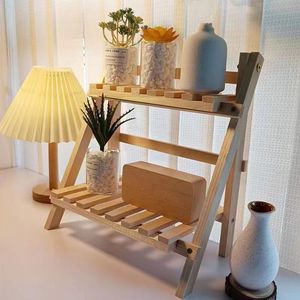 Bicheng Bamboo Double Layer <b>Desktop</b> <b>Shelf</b> 35cm X 35cm Standing Storage Organizer For Desk Bedroom Dormitory - Product Image 2