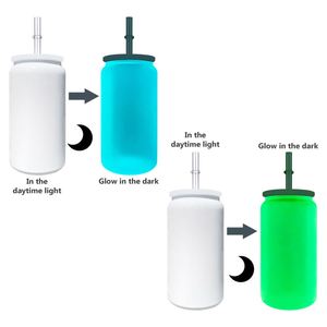 Cadeaux d'Halloween : Gobelets en acier inoxydable de 16 oz en forme de canette de bière lumineuse, vierges pour sublimation - Product Image 1