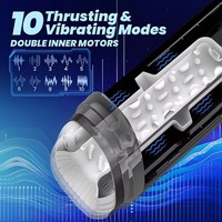 Godet de masturbation masculin électrique télescopique automatique, masseur de prostate vibrant et chauffant avec fonction de poussée, modèle 'Airplane Cup'