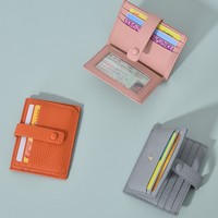 Dompet Tempat Kartu Kredit Wanita Dompet Saku Ritsleting Tempat ID Mini Kecil Lucu dengan Pelindung RFID Dompet Koin Tipis