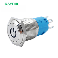 Bouton-poussoir momentané/de verrouillage, 1 pièce, 16mm, en acier inoxydable, étanche, Anti-vandalisme, avec bouton-poussoir