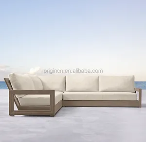 Outdoor furniture high quality classical two pieces sectional durable impervious teak sofa set wood