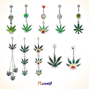 HOVANCI <span class=keywords><strong>Piercing</strong></span> per Ombelico a Foglia d'Acero in Acciaio Chirurgico 316L Gioielli per il Corpo - Product Image 1