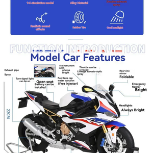 รถมอเตอร์ไซค์ BMW S1000RR รุ่นพรีเมียม สปอร์ต เรซซิ่ง ขนาด 1:16  แบบใช้กุญแจ  พร้อมเอฟเฟกต์ควัน  ทำจากโลหะผสม  แบบจำลองสะสม  รายละเอียดสูง - Product Image 6