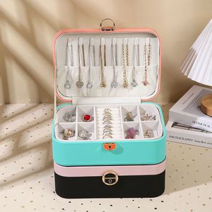 Boîte à bijoux de luxe en PU de haute qualité, multi-couches, grande capacité, pour colliers, boucles d'oreilles, rangement de bijoux - Product Image 4