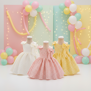<span class=keywords><strong>Robe</strong></span> d'été douce à fleurs pour bébés filles MQATZ avec paillettes, respirante, longueur genou, en maille, pour anniversaires et communions d'enfants L2251XZ - Product Image 1