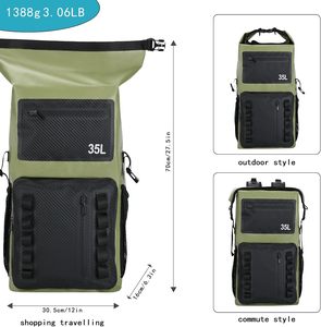 Sac à dos étanche à enroulement 35L, sac étanche flottant, plusieurs compartiments, système Molle, randonnée, <span class=keywords><strong>camping</strong></span>, kayak, voyage - Product Image 2