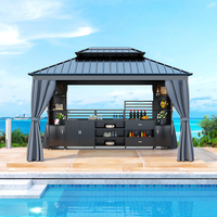 Pergola en aluminium de haute qualité avec étagères et rangements, imperméable, résistante aux UV, pavillon de jardin moderne pour villa