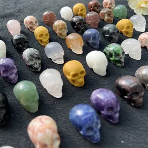Natural Crystal Skulls Carving Polished Healing Stone Quartz Yellow Jade Amethyst Skulls