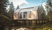 Cabanes mobiles de luxe, pods de jardin, maisons préfabriquées, cuisine, salle de bain, maison préfabriquée sur le rivière, structure en acier, cabane étanche