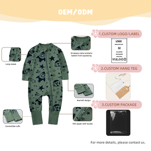 Vêtements pour nouveau-nés personnalisés, fille et garçon, pyjamas, soleil, fleur, papillon, lune, pieds, fermeture éclair sur le devant, pyjama pour bébé en bambou - Product Image 4