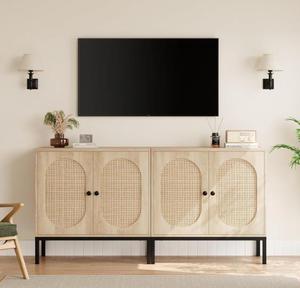 Buffet moderne en bois écologique avec panneaux décoratifs, 2 étagères, <span class=keywords><strong>petite</strong></span> <span class=keywords><strong>console</strong></span>, <span class=keywords><strong>meuble</strong></span> de salon - Product Image 6