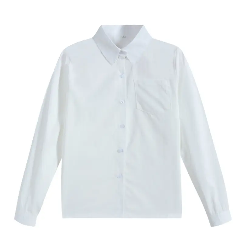 Custom Logo JK High School Uniform Student Girl Boys Harajuku Preppy Style Long Sleeve White Shirt Top Blouse