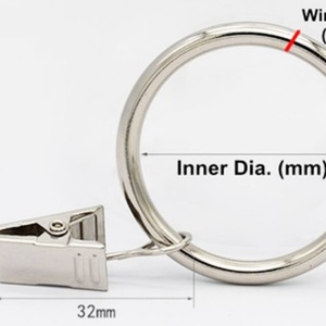 Anneau de rideau en métal en gros, à feuille libre, avec clip - Product Image 3