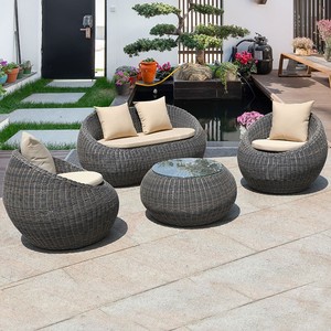 Sofás Modernos de Ratán <span class=keywords><strong>para</strong></span> Exteriores, Banco de Descanso con Sillones Tejidos, Juego de Sofás de Jardín con Cojines <span class=keywords><strong>para</strong></span> Sala de Estar, Patio, Hotel - Product Image 5