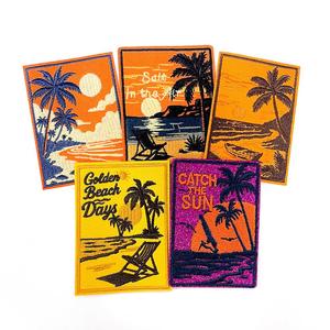 Parche Bordado Termoadhesivo de Estilo Clásico con Paisaje de Playa, Palmeras y Atardecer, para Decorar Sombreros y Abrigos - Product Image 5