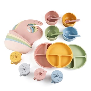 Nouveauté Bol à ventouse forte et écologique non toxique Ensemble de cuillères Bavoir pour bébé Bol et <span class=keywords><strong>assiette</strong></span> en silicone - Product Image 3