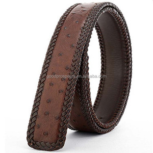 <span class=keywords><strong>Ceinture</strong></span> de luxe faite à la main de haute qualité en cuir noir et marron avec cuir d'autruche, <span class=keywords><strong>ceinture</strong></span> de 3,5 <span class=keywords><strong>cm</strong></span> de largeur, <span class=keywords><strong>105</strong></span> <span class=keywords><strong>cm</strong></span> de longueur, en vente - Product Image 2