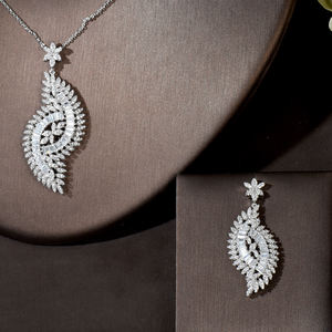 Hibide ชุดต่างหูสร้อยคอเพชรสังเคราะห์ AAA ทรงเรขาคณิตสำหรับผู้หญิงสำหรับงานแต่งงานงานเลี้ยงเครื่องประดับแฟชั่น - Product Image 3