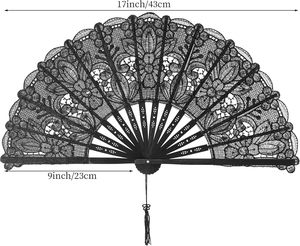 Elfenbein Spitze Faltbare Hand fächer Gestickte Blumen Muster Hand fächer für Kostüm Hochzeiten Tanz party DIY Braut Hand Fan - Product Image 3