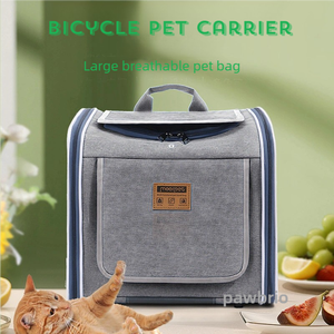 <span class=keywords><strong>Panier</strong></span> à vélo portable Oxford 4 portes léger et respirant Fermeture à glissière souple <span class=keywords><strong>Porte</strong></span>-bagages à fenêtre en maille solide <span class=keywords><strong>pour</strong></span> chat de voyage en plein air - Product Image 2