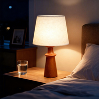 Lampe de table LED sur base en bois massif haut de gamme, style luxueux, lumière d'ambiance à intensité variable pour la maison, veilleuse, cadeau de fêtes, commande en gros
