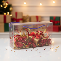 Boîtes cadeaux transparentes en PVC avec poignées, matériaux recyclés, boîte cadeau en PVC personnalisable avec poignée