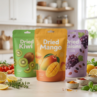 Sachet refermable en PE avec fermeture éclair, gaufrage sucre, emballage recyclé, logo personnalisé pour fruits secs multi-saveurs