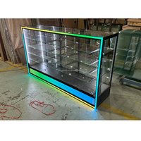 Vitrine en verre trempé de 6 pieds avec cadre en aluminium noir verrouillable, étagères à niveaux, vitrine pour boutique de tabac, éclairage LED RVB coloré