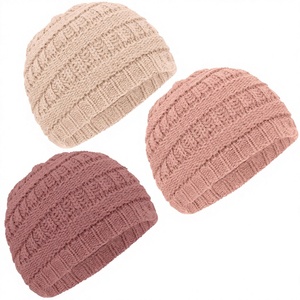 Unisex Hand Knitted <b>Beanie</b> <b>Hat</b> Solid Color Warm Winter Cap Casual Style 56-58CM Adult Fit Acrylic Material - Product Image 2