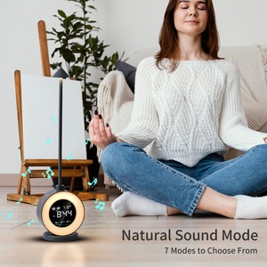 Réveil double alarme avec lumière de réveil, réglage des sons naturels, variateur tactile, veilleuse, lampe de table LED portable d'ambiance pour chevet - Product Image 3