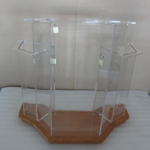 Podio con Base de <span class=keywords><strong>Madera</strong></span> y <span class=keywords><strong>Atril</strong></span> de Acrílico Transparente, Púlpito, Construcción de 3 Niveles - Product Image 5