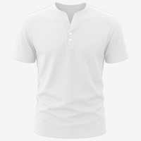 Kaos Henley Rajut Waffle Lengan Pendek Grosir ODM untuk Pria dengan Kancing Dua Baris dan Sedikit Elastis untuk Pemakaian Musim Panas