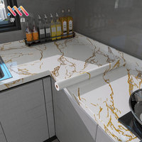 Papier peint autocollant en vinyle imperméable, motif géométrique marbré, résistant à l'huile, décoration de salle de bain et de cuisine, amovible, largeur 60 cm