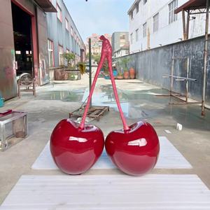 Fenêtre d'affichage de centre commercial urbain moderne statue de cerisier jardin cour affichage métal artisanat fruits sculpture - Product Image 2