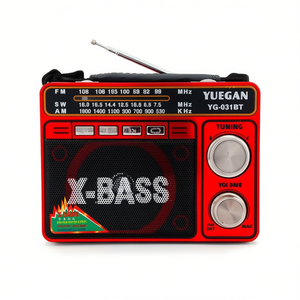 Yuegan Portable Radio YG-031BT Red FM AM SW for X-Bass Plastic Rechargeable <b>Battery</b> Speaker <b>5V</b> DC 64-108MHz - Product Image 2