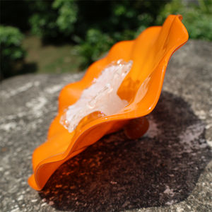 Platos de vidrio soplado naranja con <span class=keywords><strong>estambre</strong></span> blanco para decoración de paredes - Product Image 3