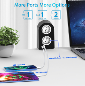 Thiết kế mới dọc kẹp gắn máy tính để bàn Dải điện EU USB bàn ổ cắm/tháp EU cắm pd20w USBA + C bàn kẹp ổ cắm - Product Image 5