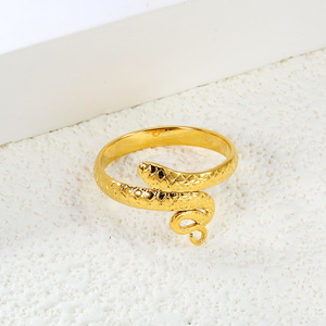 Bague géométrique ajustable en acier inoxydable plaqué or 18 carats pour femme, bijoux de fête - Product Image 4