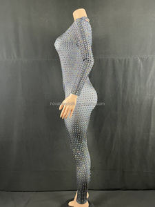 Novance женские комбинезоны 2022, Женский сексуальный прозрачный облегающий клубный комбинезон со стразами, вечерний комбинезон - Product Image 3